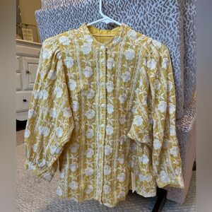 Anthropologie Pilcro Floral Embroidered Blouse